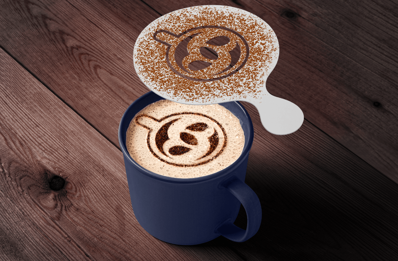 Stencil aplicado em cappuccino