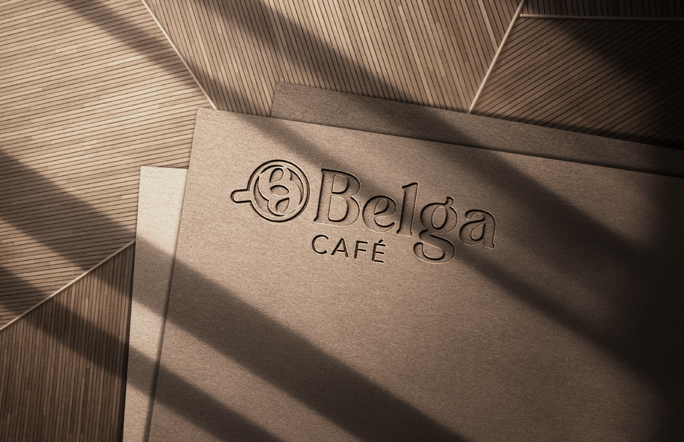Logotipo em alto-relevo sobre papel kraft